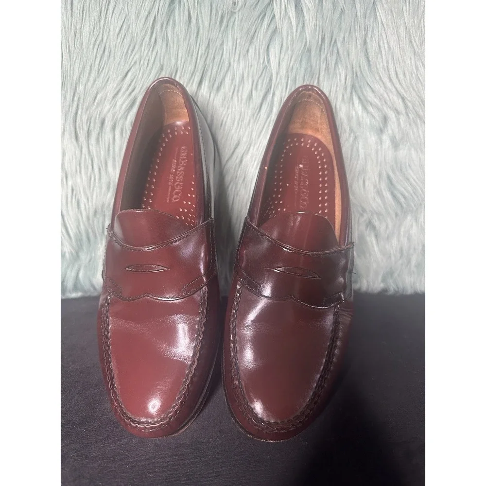 G.H. Bass & Co Weejuns Loafers Men 7.5 D Leather Slip On Shoes VTG Cherry Red